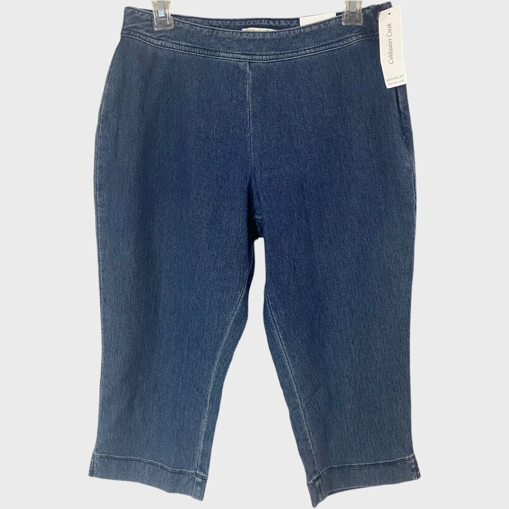 Coldwater Creek Cropped Side-Zip Blue Denim Capri Pants Women's P10 Comfort Fit
